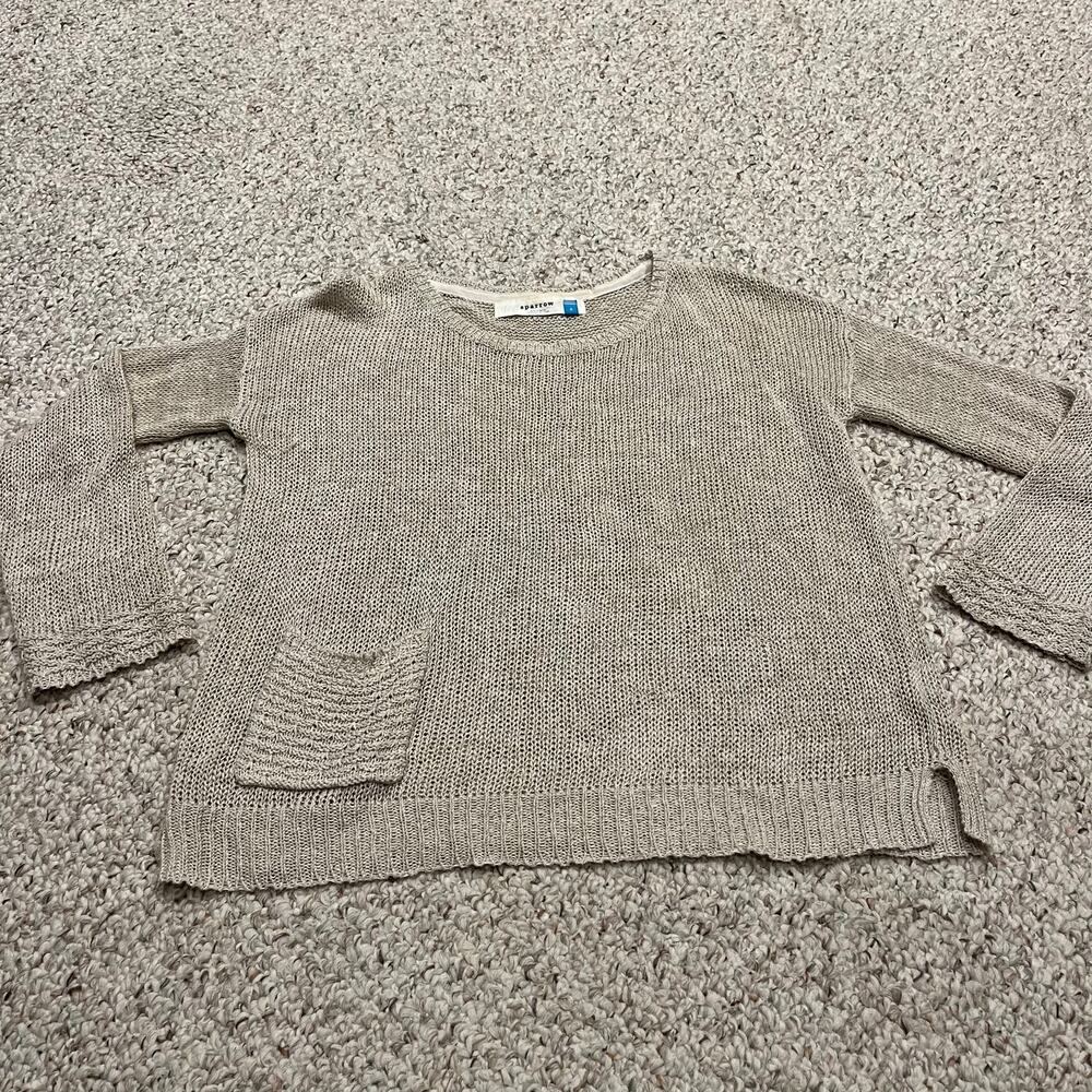 Sparrow Anthropologie Loose Knit Linen Blend Sweater Sz S Beige Casual Festival